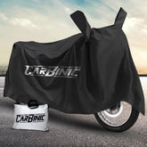 CARBINIC Water Resistant Bike Cover | For Enfield Classic Kawaski Ninja KTM Suzuki Benelli | Bullet Two Wheeler Bike Cover | Dustproof Bike Accessories | UV Proof Scratchproof & Mirror Pocket | Black